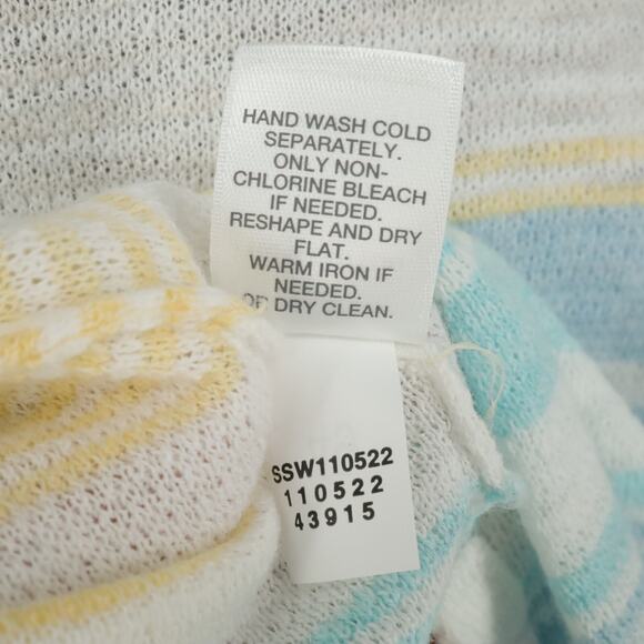 J Jill Sweater Petites MP PM White Blue Stripe Cardigan Cotton Open Front New - Picture 16 of 16